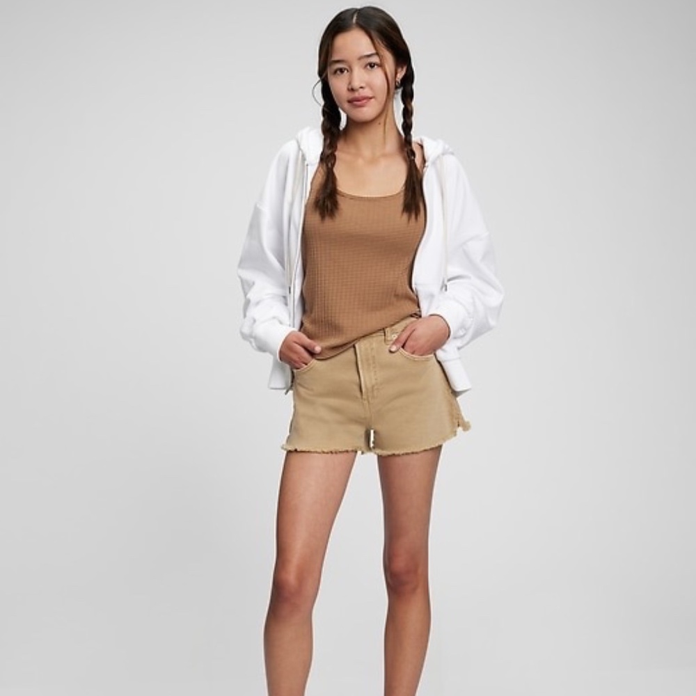 Teen Sky High Rise Khaki Denim Shorts~Girls 18 ~NWT